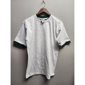 90s Vintage Wild West Ringer Style Tee Made in USA Gray Green Two-Tone M